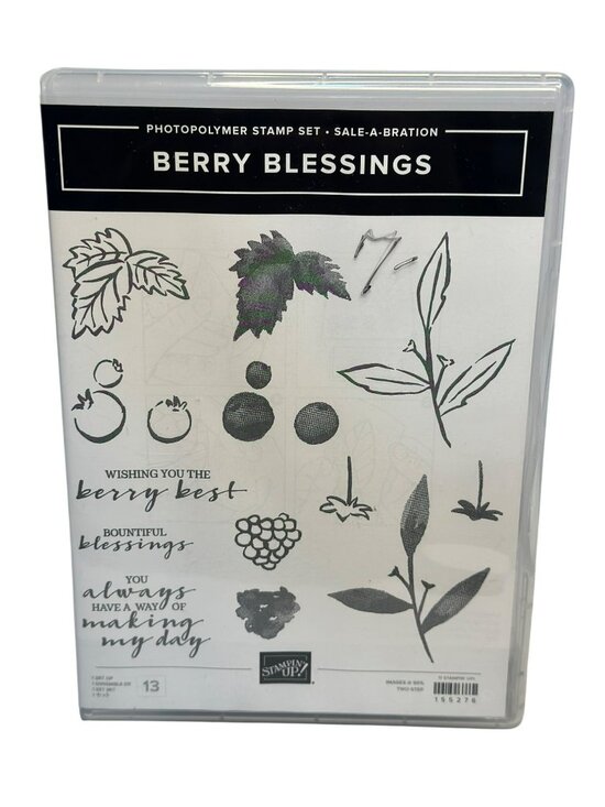 NIB Stampin’ Up! Berry Blessings 13-Piece Photopolymer Stamp Set Sale-A-Bration - Picture 1 of 6